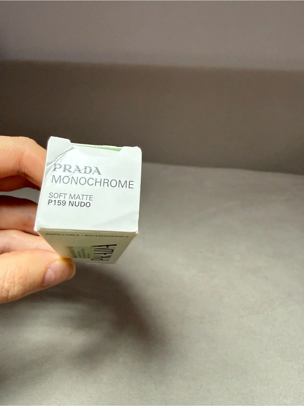 Prada Monochrome Soft Matte Lipstick - White Box with Light Green Label